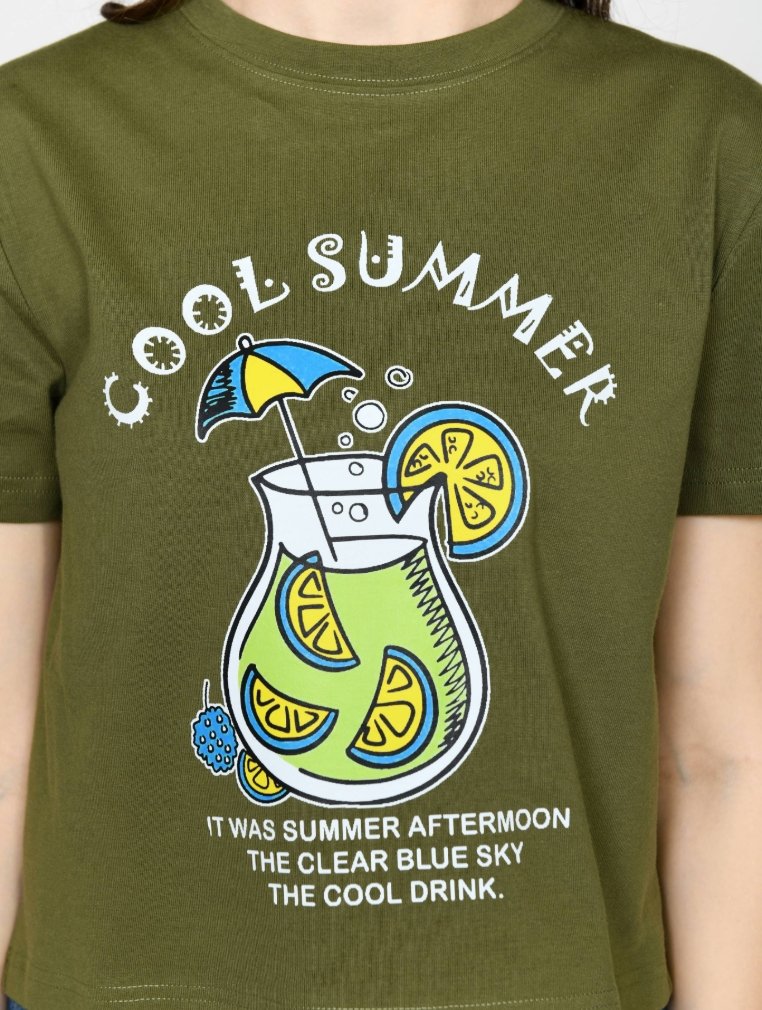Cool Summer -  Cotton Cropped T-shirt