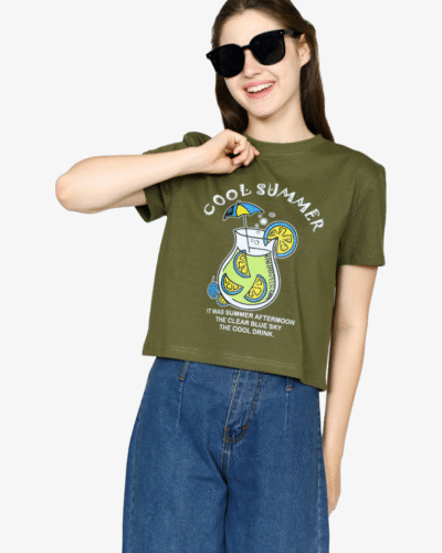 Cool Summer -  Cotton Cropped T-shirt